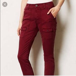 Anthropologie Pilcro Red Cargo Pants Modern Cotton Blend